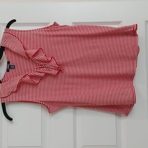Champs red & white striped sleeveless top.